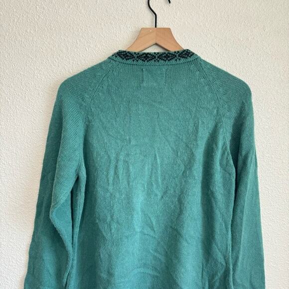 The Alpaca Connection Women's Medium Made in Peru Zip Jacket Green Aztec Cozy - Picture 6 of 7